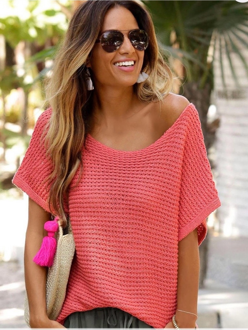 Lascana Coral Knit Off-Shoulder Women's Sweater Med 8/10
